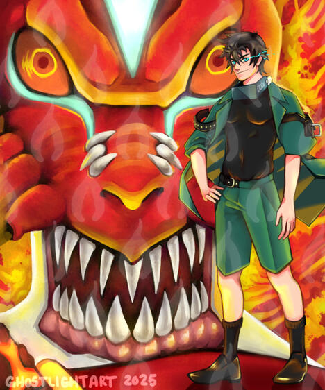 Decked-Out Digi-Destined with Huge Digimon